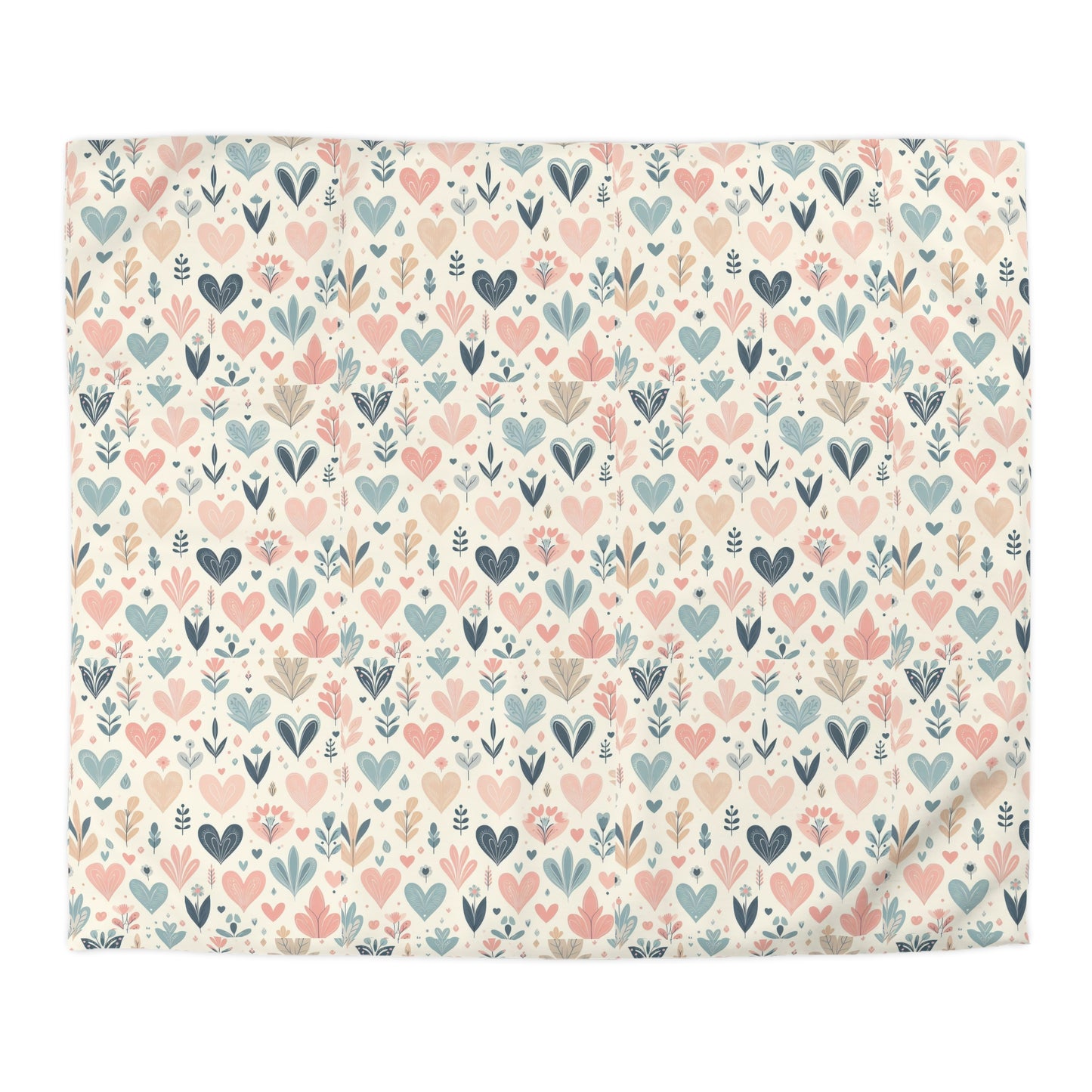 Cute Heart Pattern Duvet Cover, Cozy Heart Print Comforter Cover