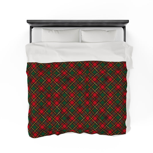 Christmas Plaid Blanket Velveteen Plush Blanket Cozy Warm Throw Blanket Couch