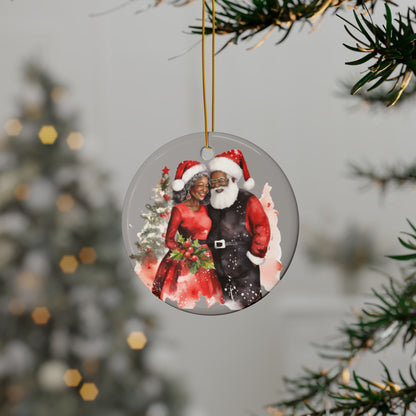 Ceramic Ornaments - African American Santa and Mrs. Claus Christmas Ornaments (1pc, 3pcs, 5pcs)