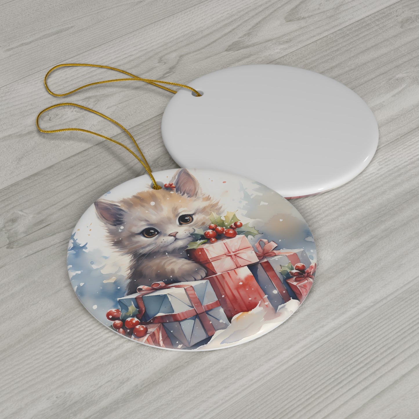 Cute Cat Ceramic Ornament, Cat Lover Gift