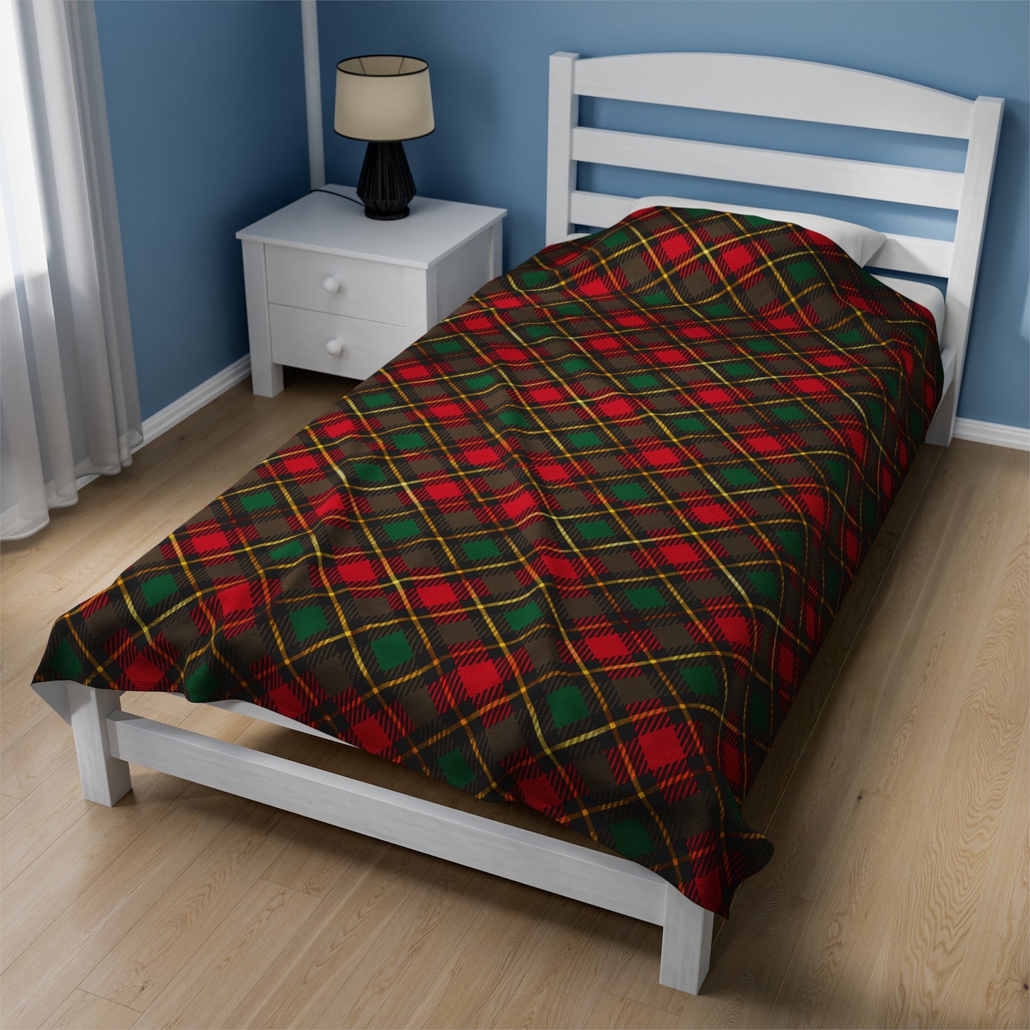 Christmas Plaid Blanket Velveteen Plush Blanket Cozy Warm Throw Blanket Couch