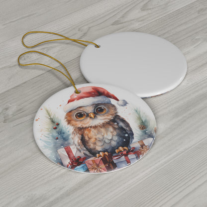 Owl Christmas Ornament, Vintage Style Owl Christmas Bauble