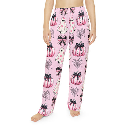 Pink Halloween Coquette Women's Pajama Pants Loungewear,