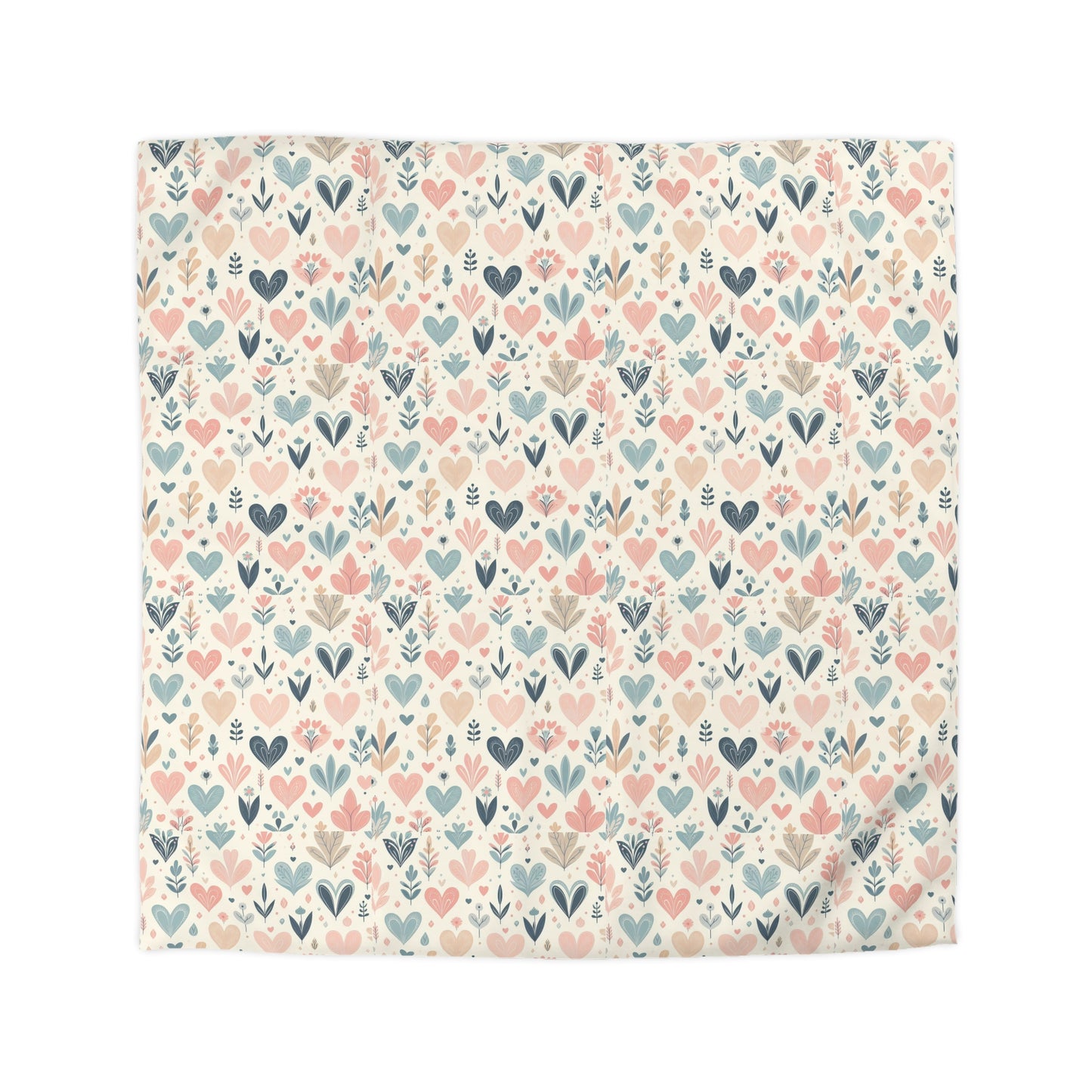 Cute Heart Pattern Duvet Cover, Cozy Heart Print Comforter Cover