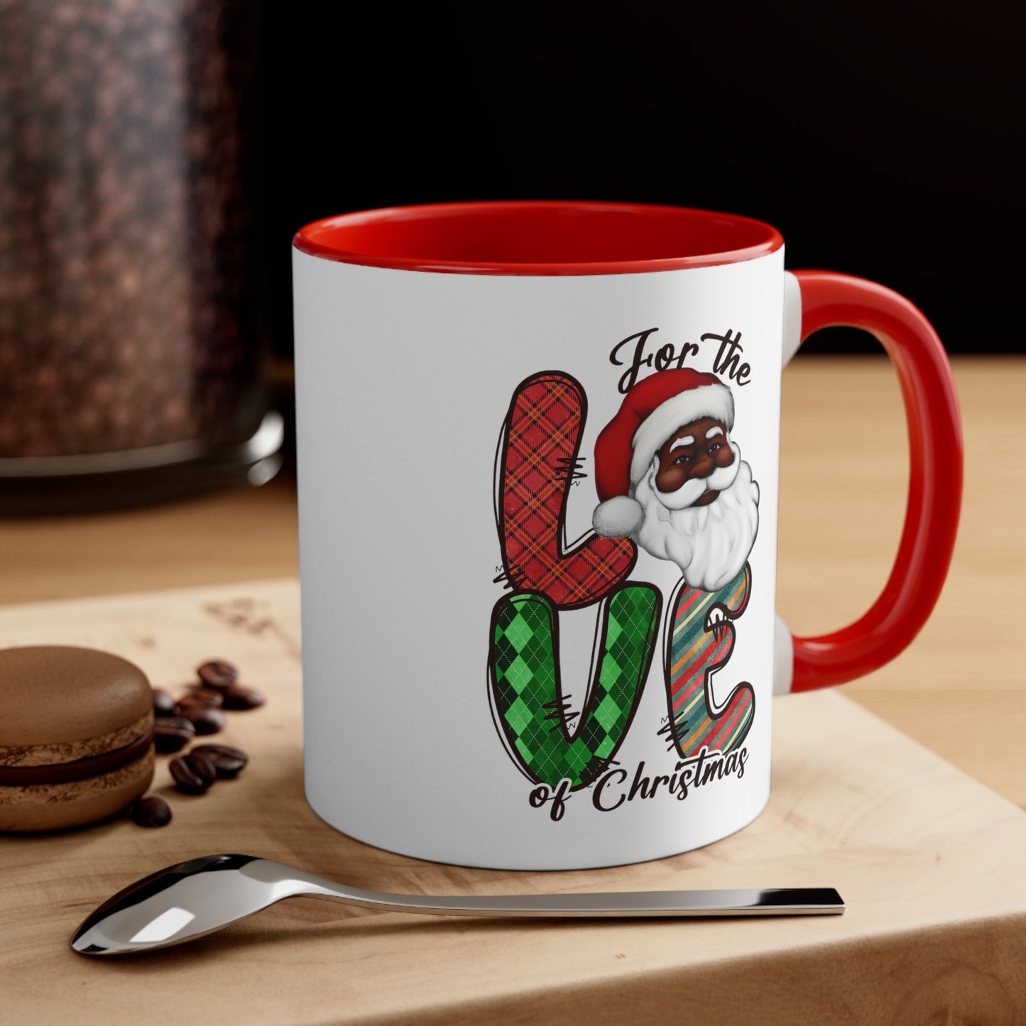 Black Santa Coffee Mug, African American Christmas Accent Coffee Mug, 11oz,