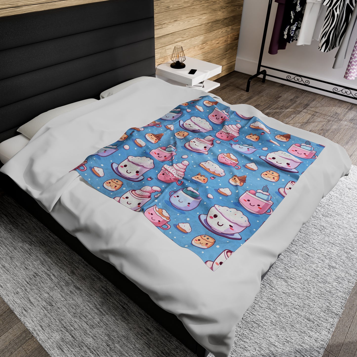 Kawaii Velveteen Blanket, Cute Throw Blanket for Kids Room