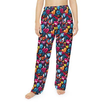 Graphic Hearts Women's Pajama Pants, Flirty Loungewear