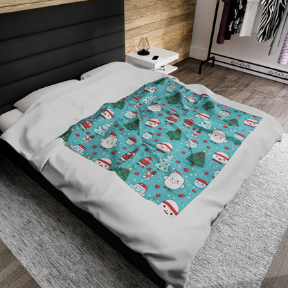 Kawaii Christmas Tree Blanket -Velveteen Cute Throw Blanket Couch