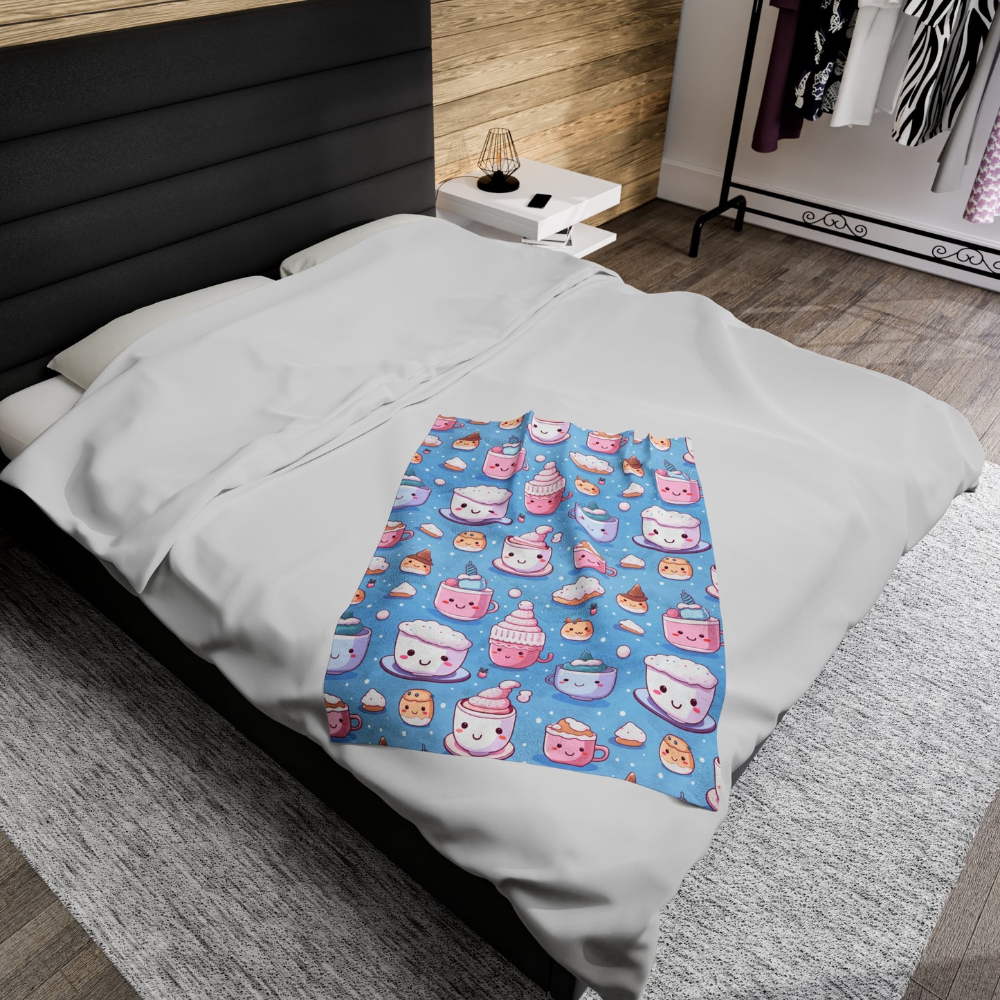 Kawaii Velveteen Blanket, Cute Throw Blanket for Kids Room