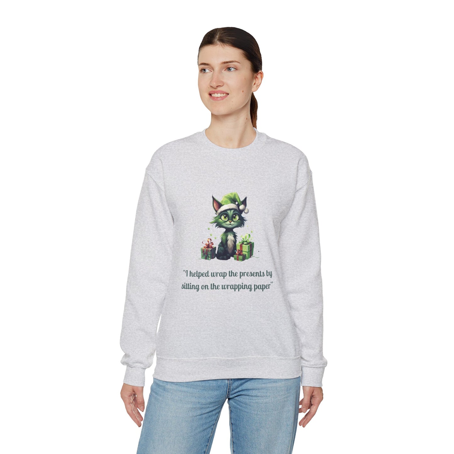 Christmas Cat Sweatshirt-Christmas Crewneck-Funny Cute Cat Sweater