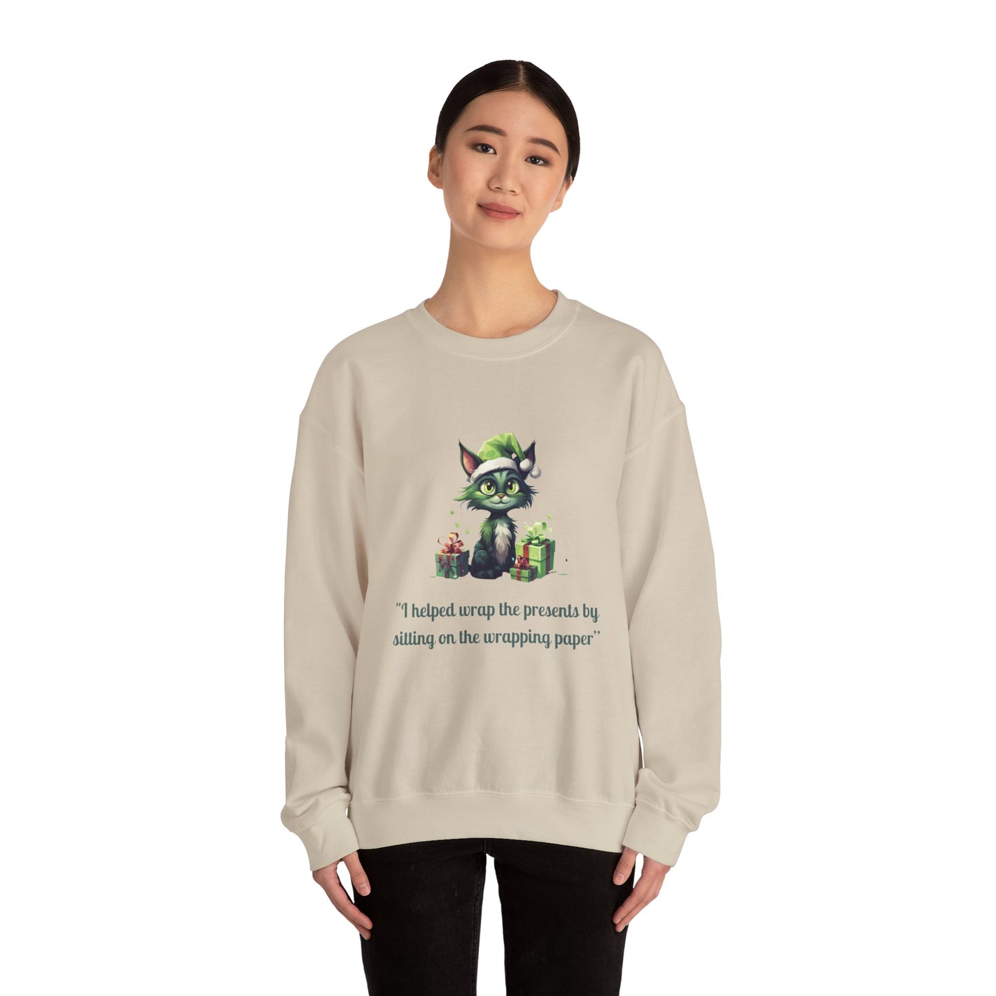 Christmas Cat Sweatshirt-Christmas Crewneck-Funny Cute Cat Sweater