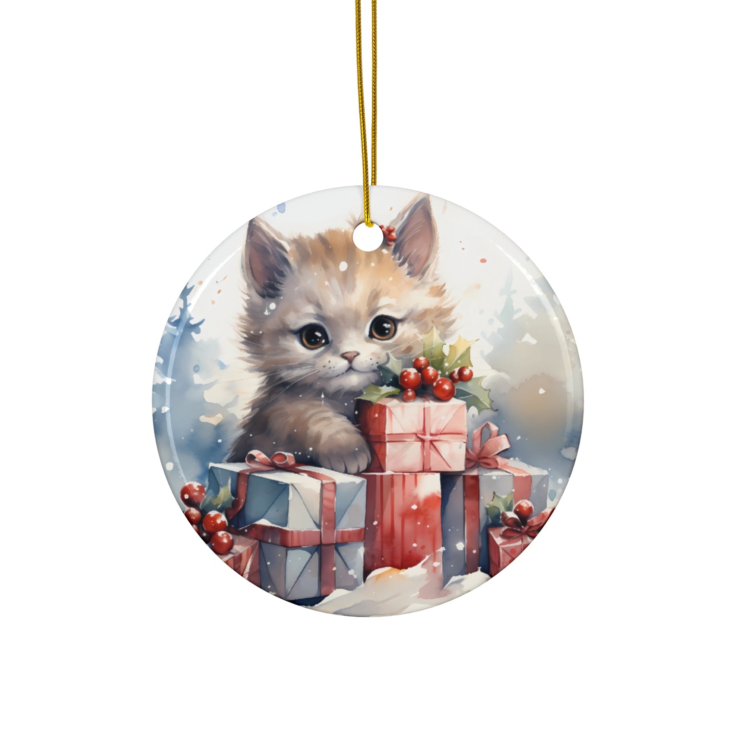 Cute Cat Ceramic Ornament, Cat Lover Gift