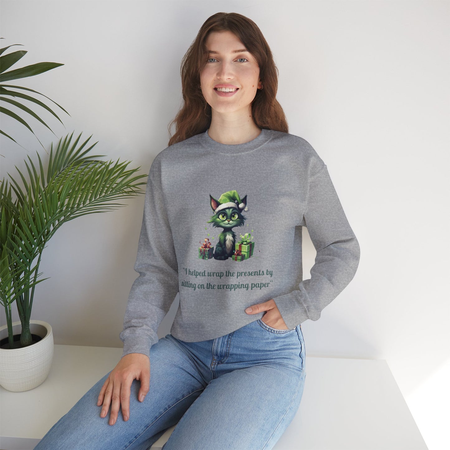 Christmas Cat Sweatshirt-Christmas Crewneck-Funny Cute Cat Sweater