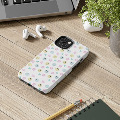 Smiley Face Retro Tough Phone Case, Cute Cool Trendy Biodegradable Phone Case