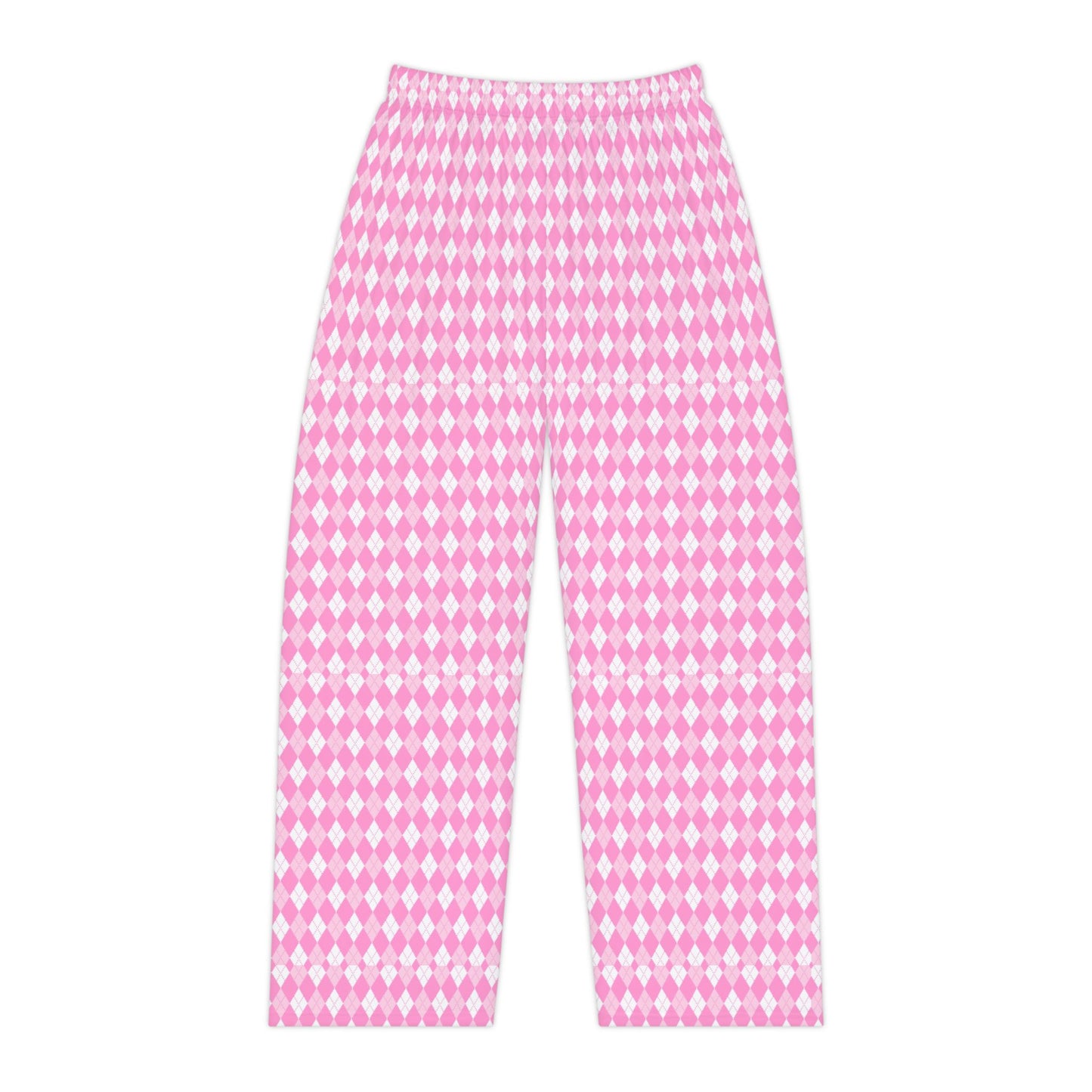 Pink Argyle Women's Pajama Pants, Cute PJ Pants