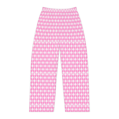 Pink Argyle Women's Pajama Pants, Cute PJ Pants