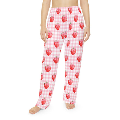 Strawberry Coquette Women's Pajama Pants, Flirty Loungewear