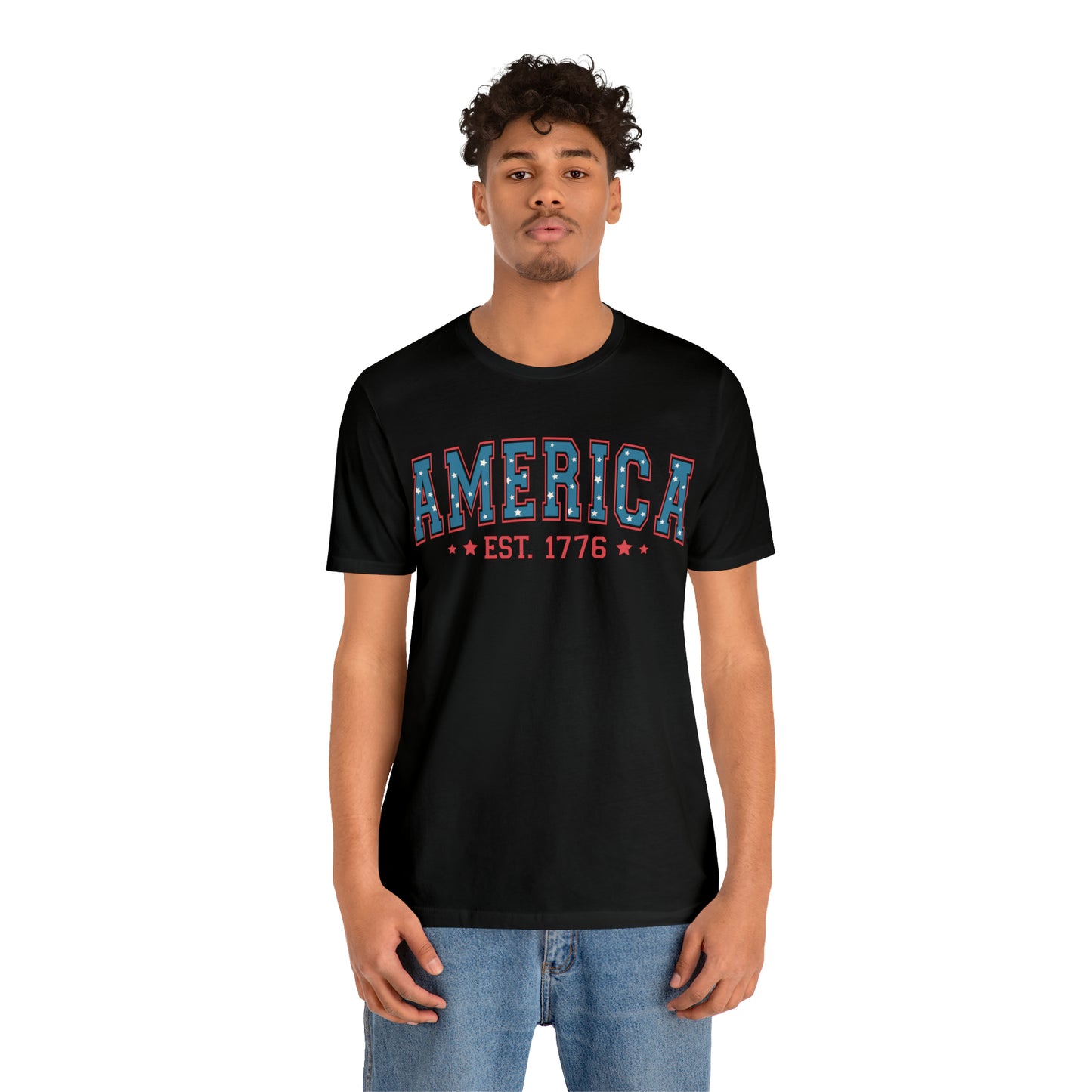 America 4th of July T-Shirt for Unisex Jersey Short Sleeve Graphic Tee