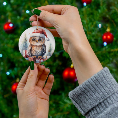 Owl Christmas Ornament, Vintage Style Owl Christmas Bauble