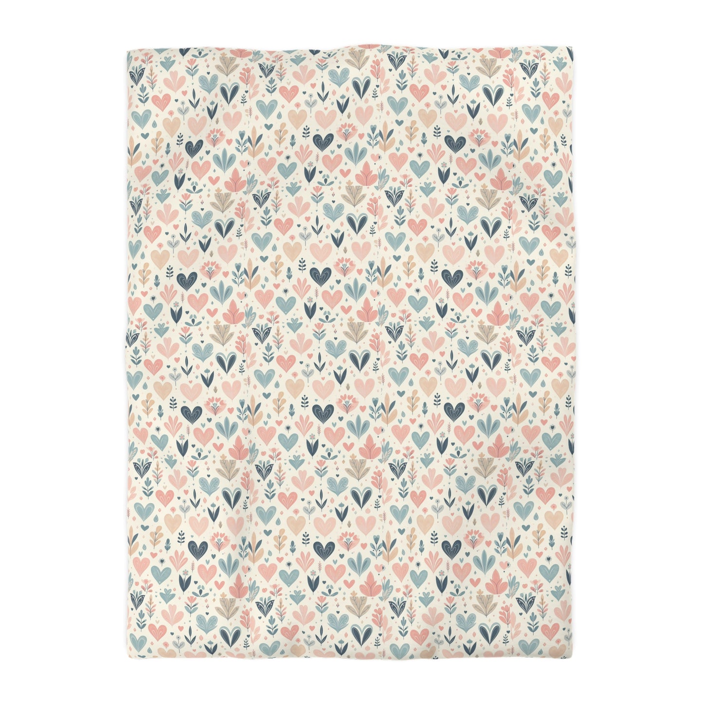 Cute Heart Pattern Duvet Cover, Cozy Heart Print Comforter Cover