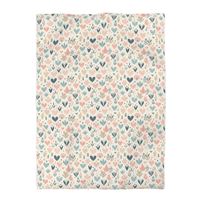 Cute Heart Pattern Duvet Cover, Cozy Heart Print Comforter Cover