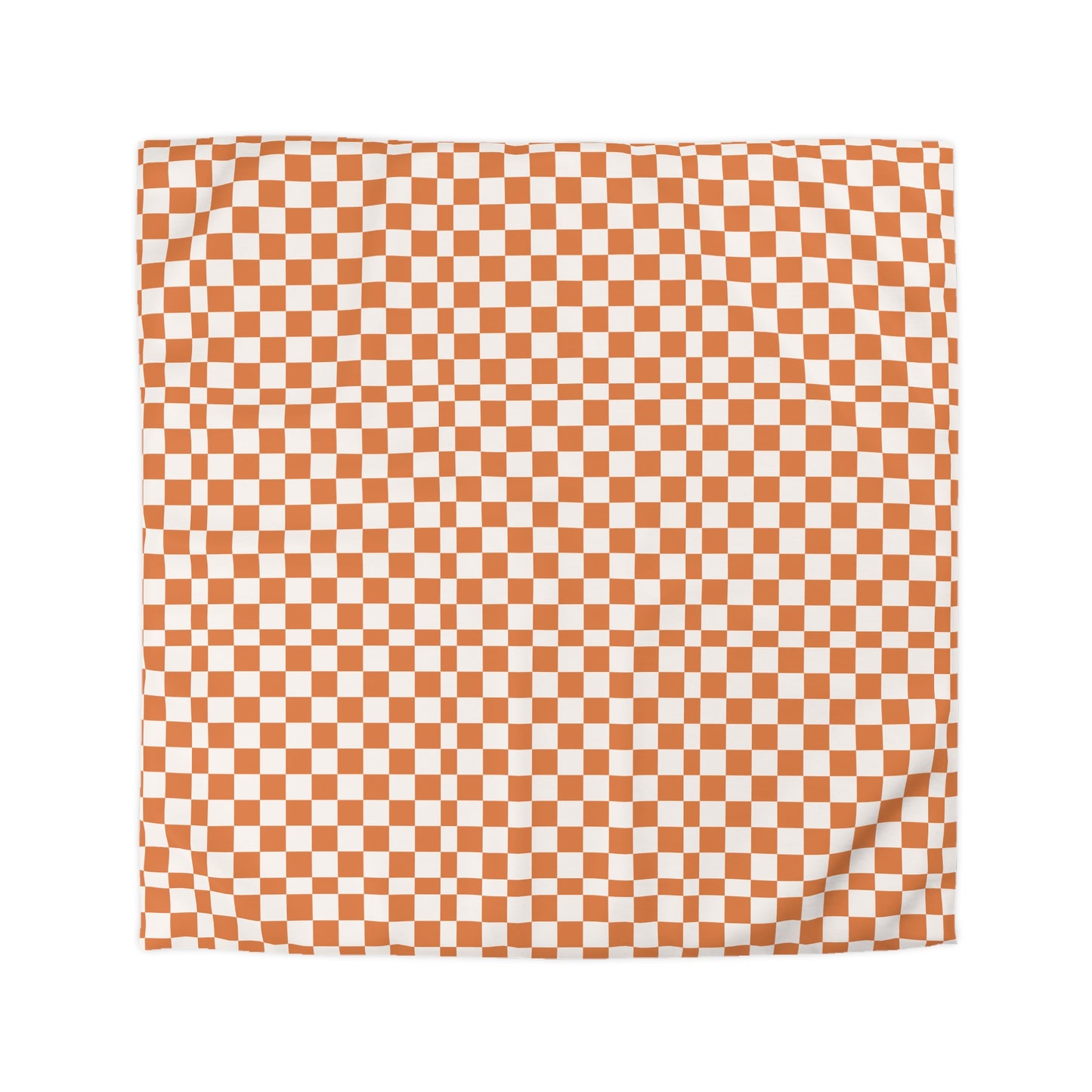 Checkerboard Duvet Cover, Modern Geometric Bedding, Retro Orange and White Pattern,