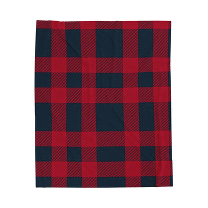 Plush Blanket Throw - Red Buffalo Plaid Design-