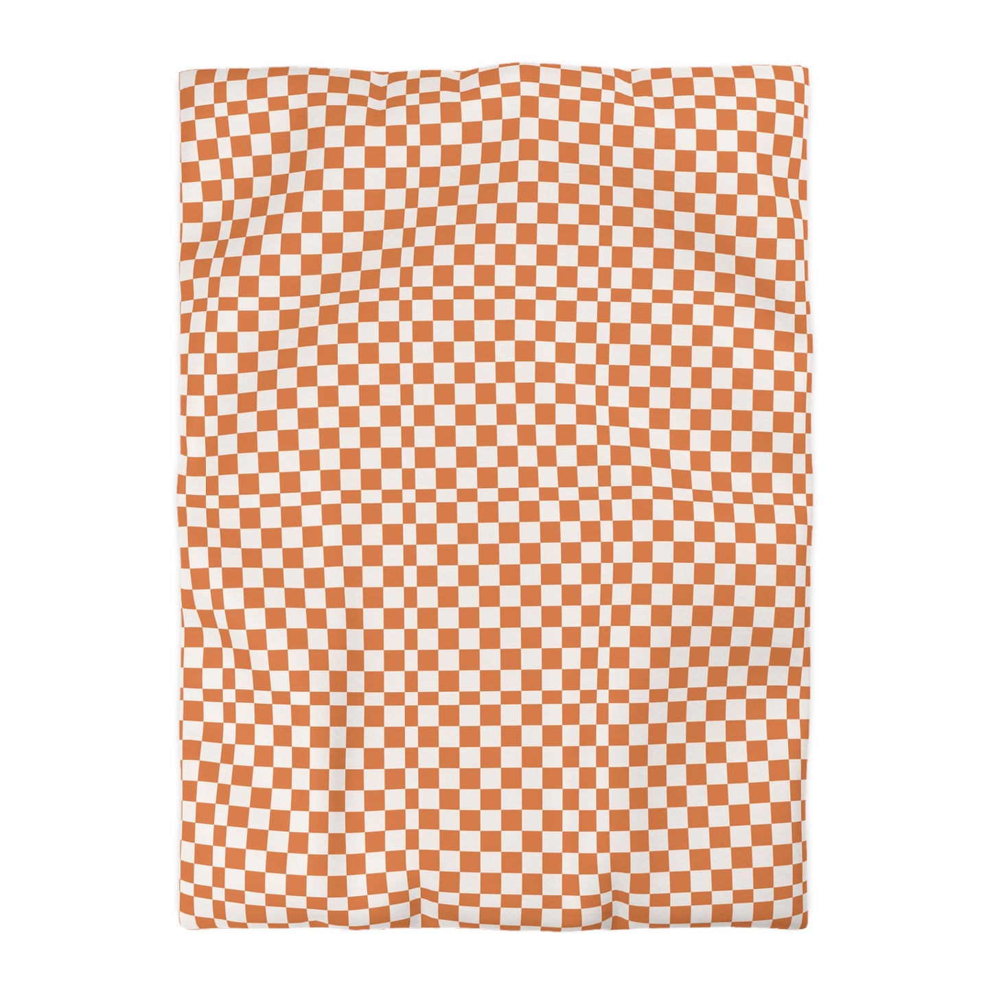 Checkerboard Duvet Cover, Modern Geometric Bedding, Retro Orange and White Pattern,