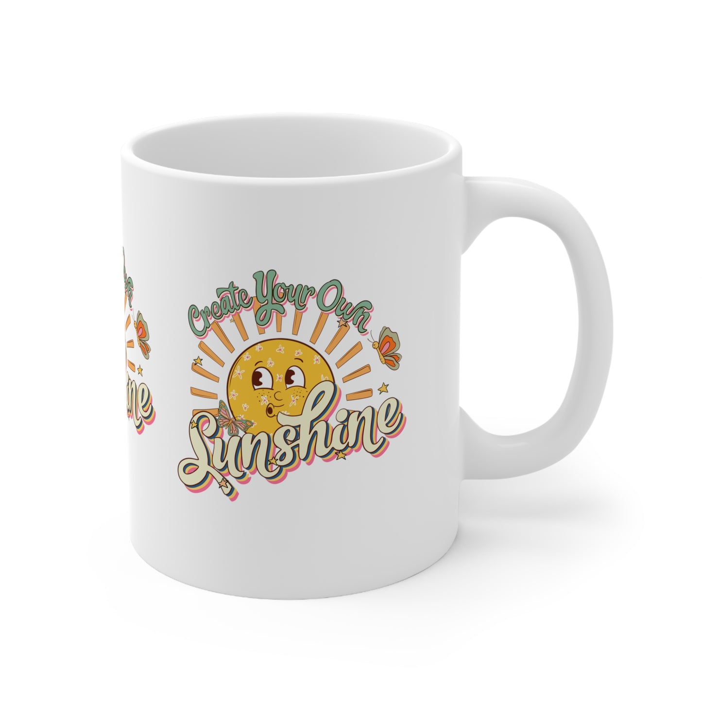 Cute Retro Sunshine Coffee Mug Inspirational Motivational Ceramic Cup