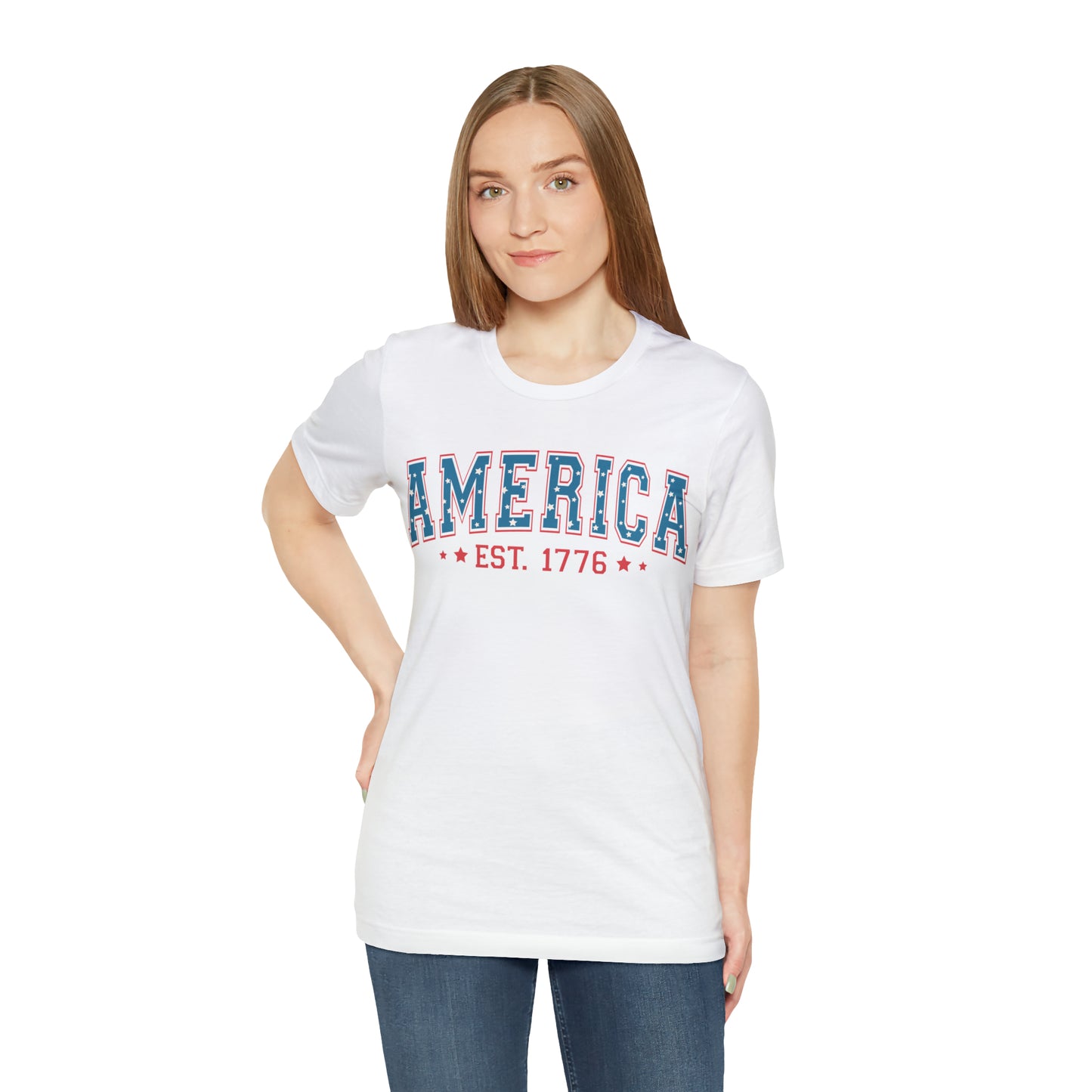 America 4th of July T-Shirt for Unisex Jersey Short Sleeve Graphic Tee