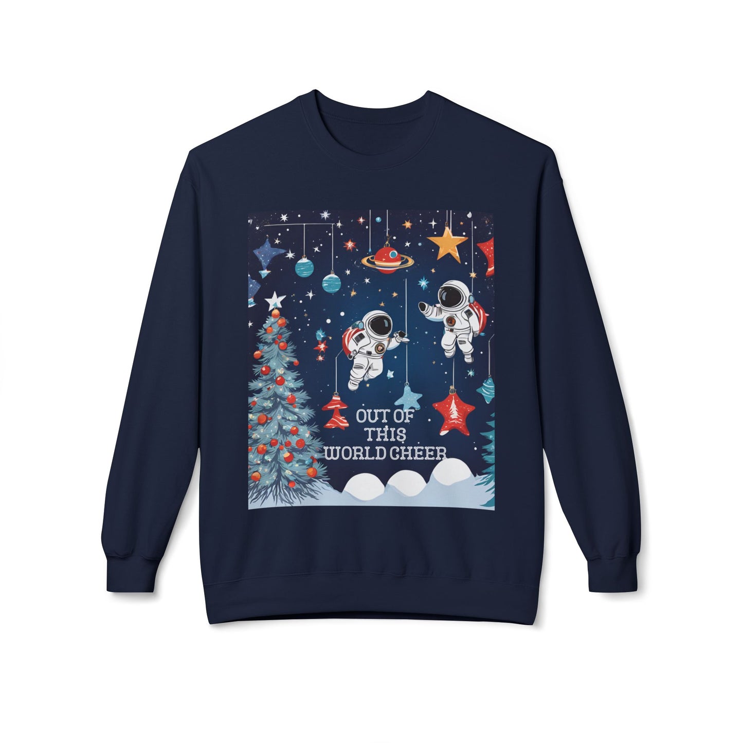 Ugly Christmas Sweater Sweatshirt, Astronauts in Space Holiday Jumper, Funny Xmas Tree Pullover, Festive Winter Outerwear, Unisex Cozy