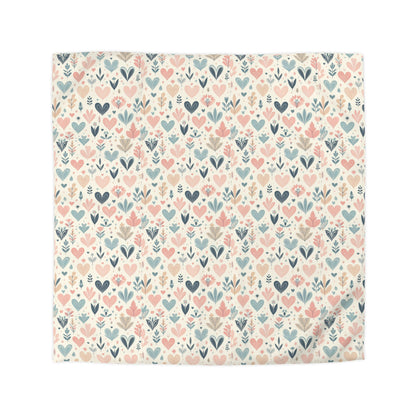 Cute Heart Pattern Duvet Cover, Cozy Heart Print Comforter Cover