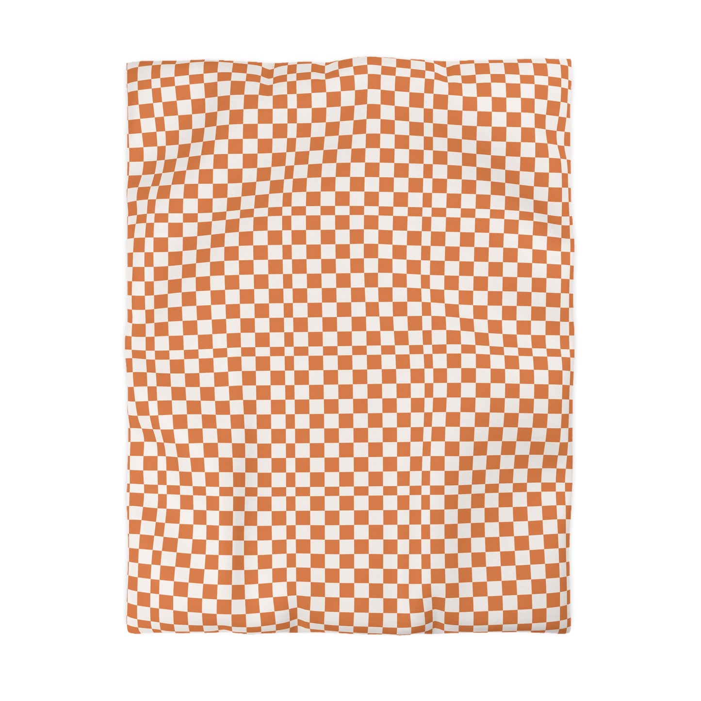 Checkerboard Duvet Cover, Modern Geometric Bedding, Retro Orange and White Pattern,