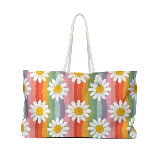 Daisy Weekender Bag, Floral weekender Bag, Rainbow Weekend Bag, Beach Bag Overnight Bag