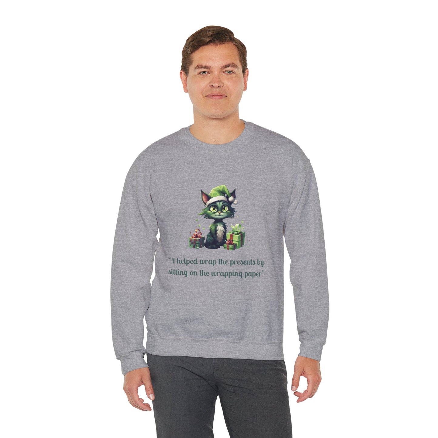 Christmas Cat Sweatshirt-Christmas Crewneck-Funny Cute Cat Sweater