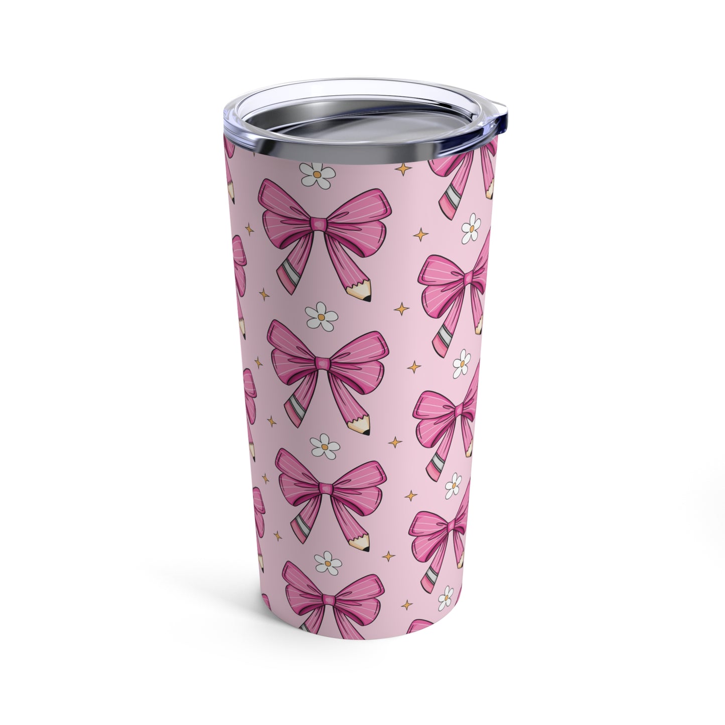 Pink Bow Coquette Tumbler Cup 20oz - Pink Iced Coffee Cup, Cute Girly Cup,