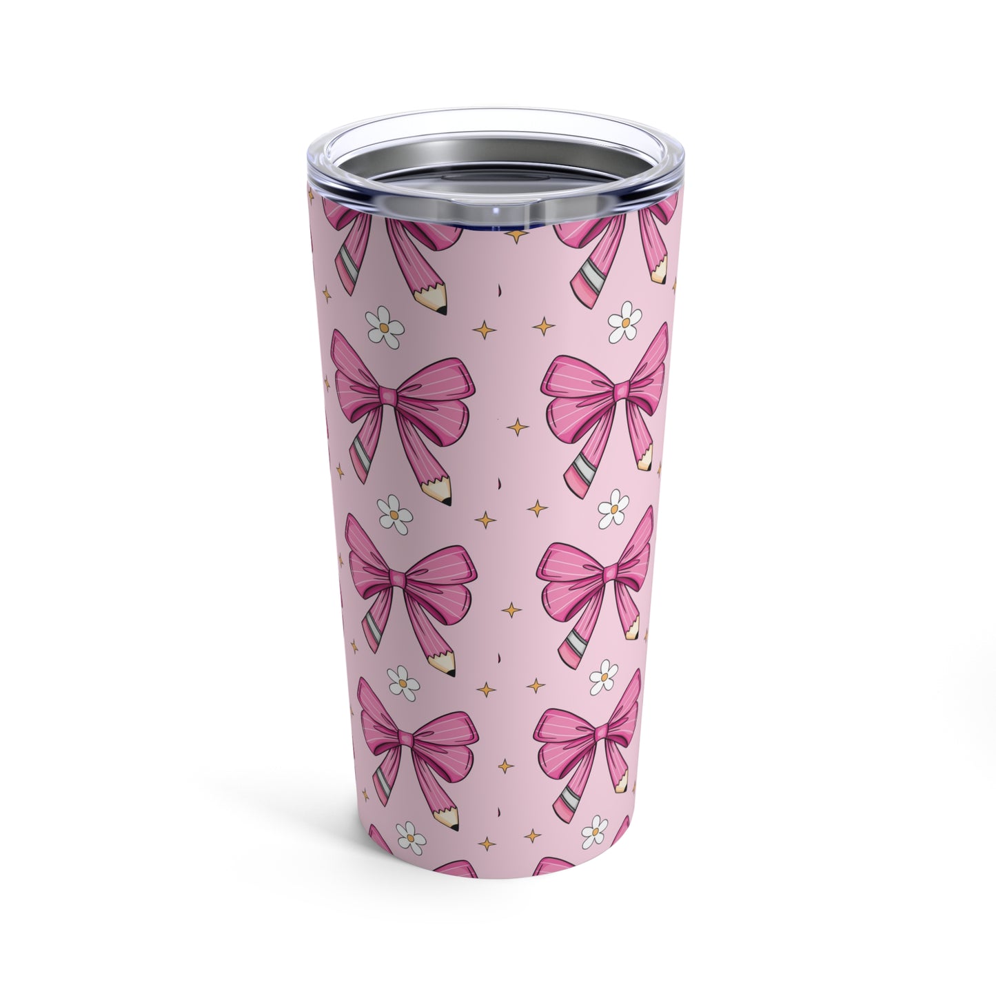 Pink Bow Coquette Tumbler Cup 20oz - Pink Iced Coffee Cup, Cute Girly Cup,