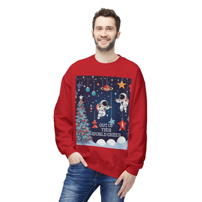 Ugly Christmas Sweater Sweatshirt, Astronauts in Space Holiday Jumper, Funny Xmas Tree Pullover, Festive Winter Outerwear, Unisex Cozy