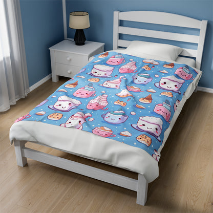 Kawaii Velveteen Blanket, Cute Throw Blanket for Kids Room