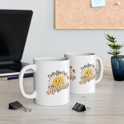 Cute Retro Sunshine Coffee Mug Inspirational Motivational Ceramic Cup