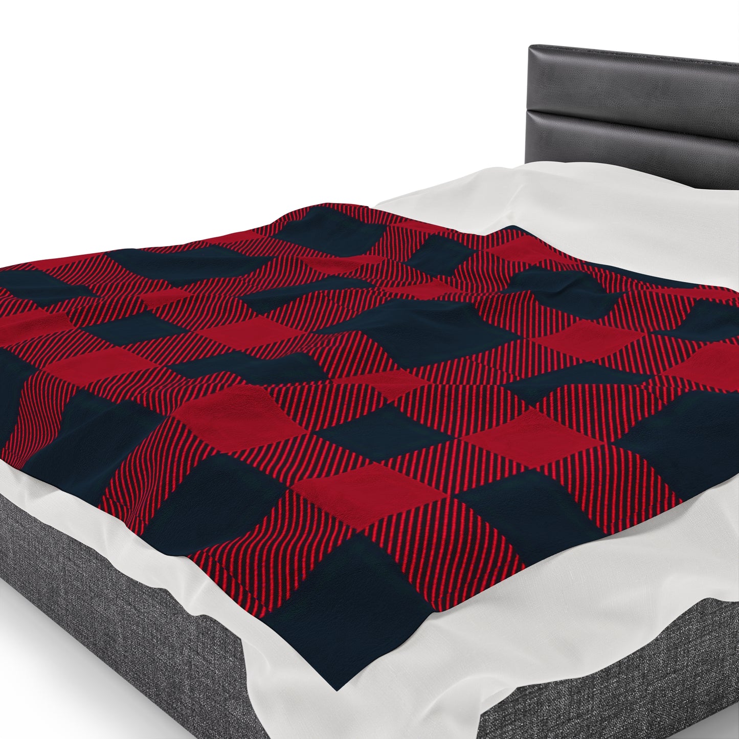 Plush Blanket Throw - Red Buffalo Plaid Design-