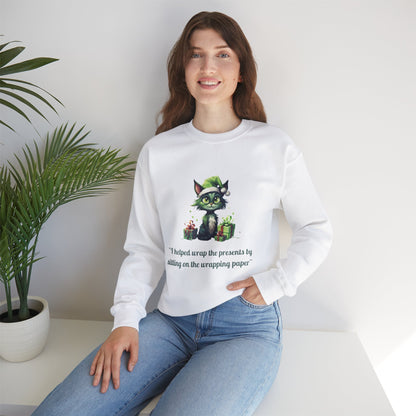 Christmas Cat Sweatshirt-Christmas Crewneck-Funny Cute Cat Sweater