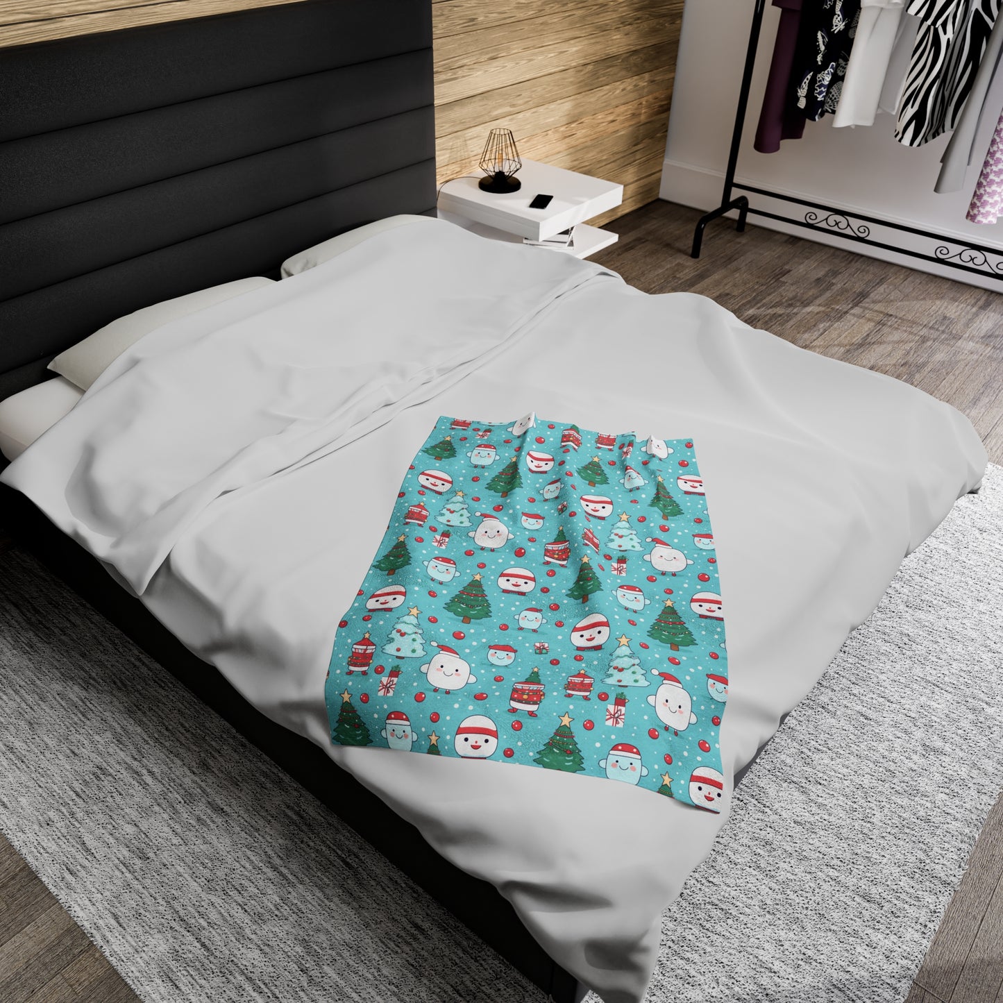 Kawaii Christmas Tree Blanket -Velveteen Cute Throw Blanket Couch