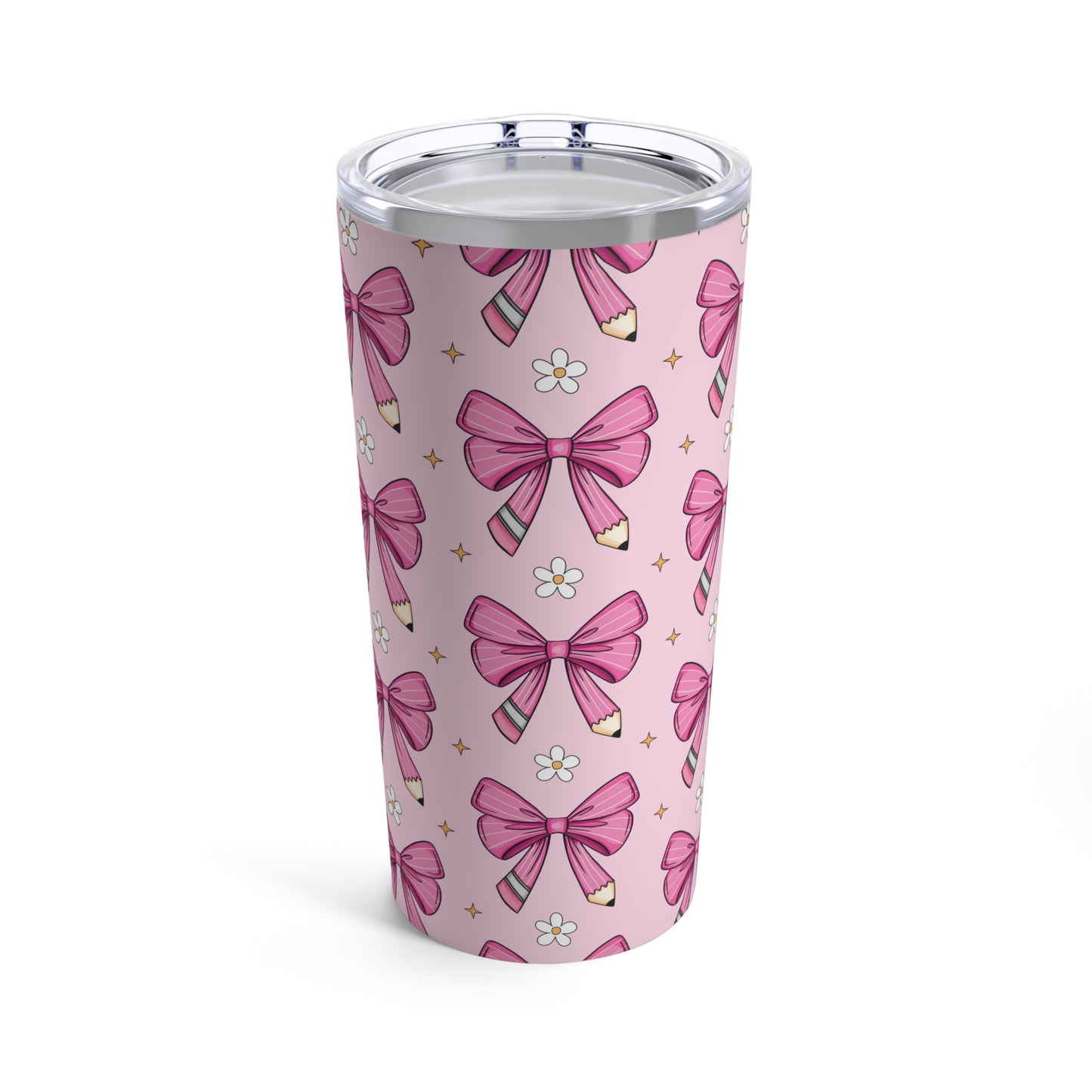 Pink Bow Coquette Tumbler Cup 20oz - Pink Iced Coffee Cup, Cute Girly Cup,