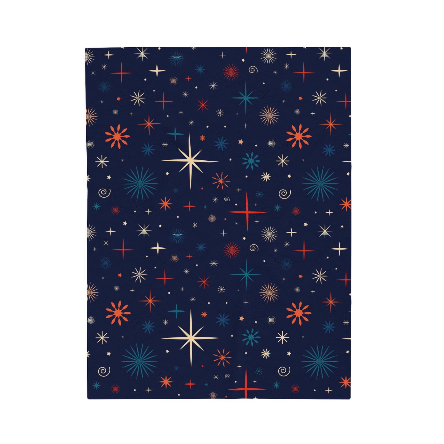 Velveteen Blanket - Retro Christmas  Plush Bedroom Decor-Blue Bedding