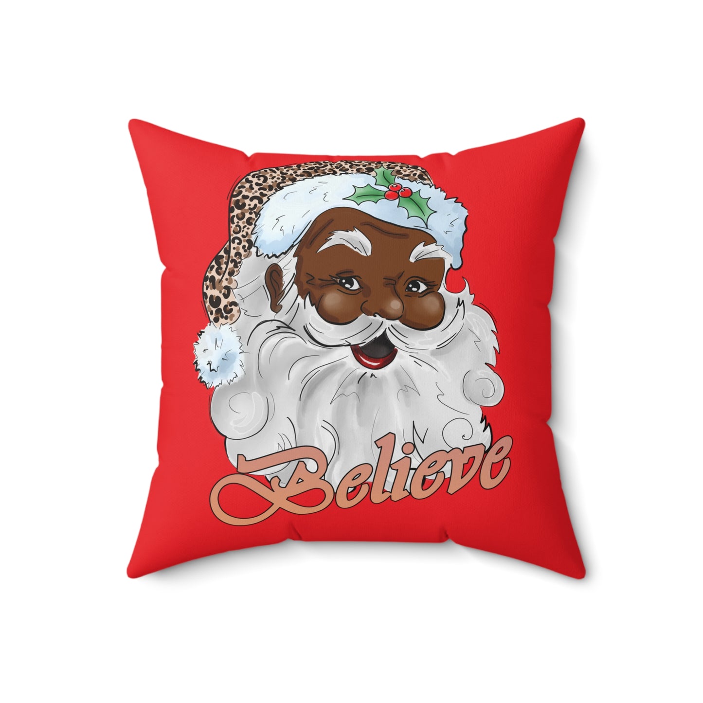 Black Santa Pillow, Santa Throw Pillow Cover, Cute African American Christmas Pillow