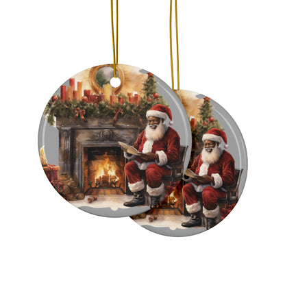 Ceramic Ornaments - Black Santa Design African American Christmas Decor