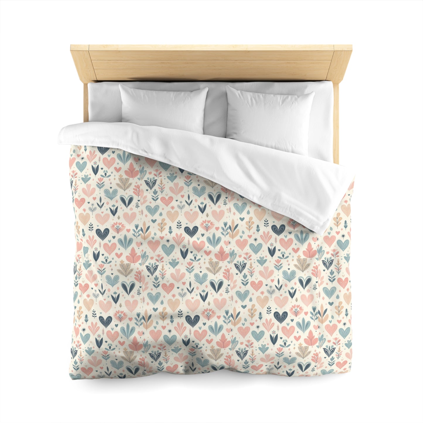 Cute Heart Pattern Duvet Cover, Cozy Heart Print Comforter Cover