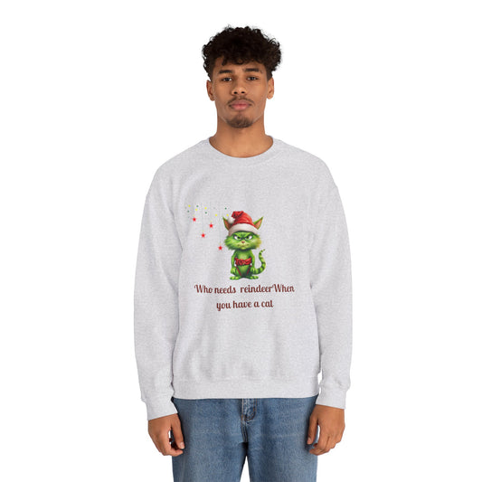 Funny Christmas Cat Sweatshirt -Cat Christmas Crewneck -Cute Cat Sweater