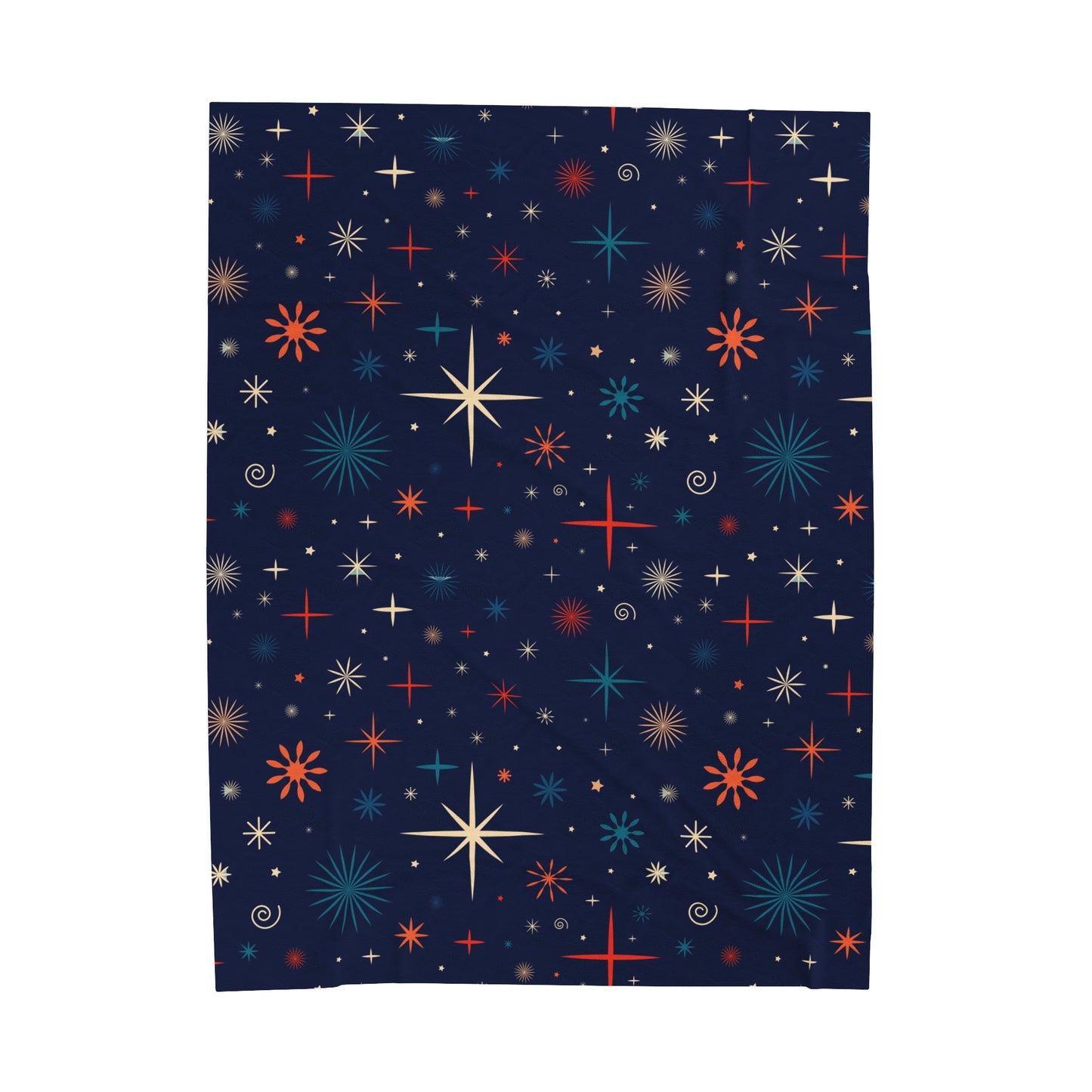 Velveteen Blanket - Retro Christmas  Plush Bedroom Decor-Blue Bedding